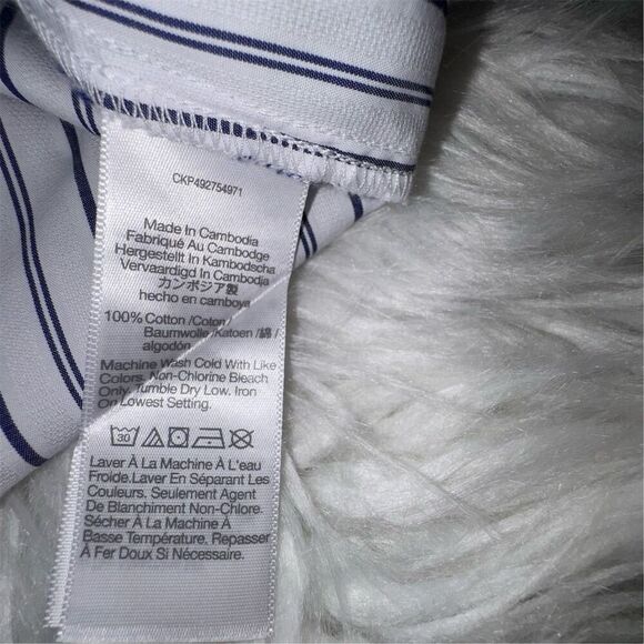 Madewell Women's 3/4 Puff Sleeve Button Up Striped Top Blue Size 14 Large Casual - Picture 5 of 11